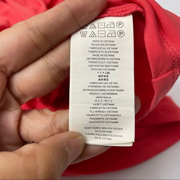 MICHAEL KORS ruffled front vneck gold chain w/ studs chiffon cami top coral szXS - Picture 6 of 8